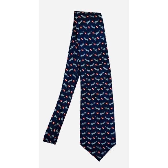 Diver Down 100% Silk Men’s Neck Tie by Alynn - Picture 3 of 6